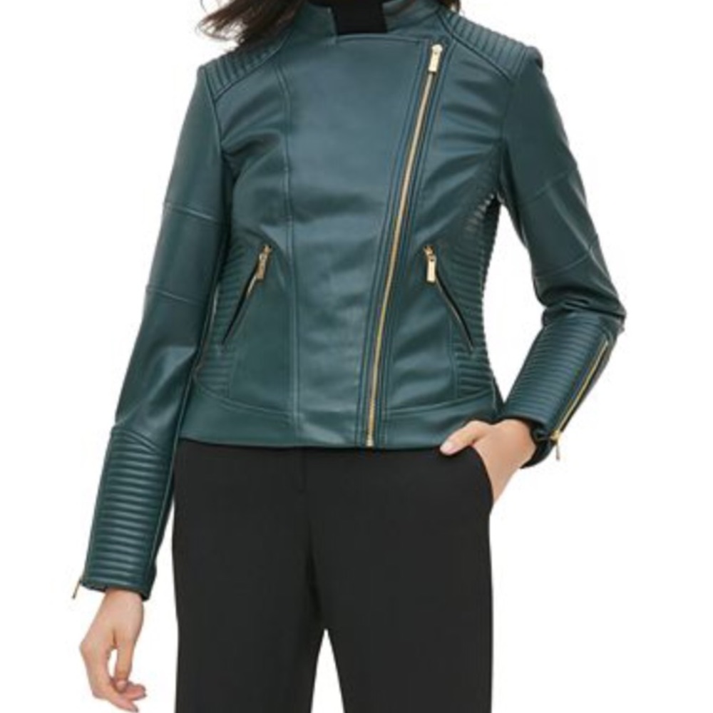 Calvin Klein faux-leather moto jacket